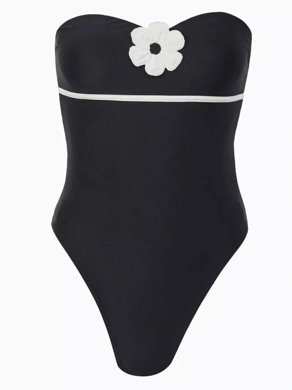 Asta Resort Strapless Black One-Piece Swimsuit with White Flower